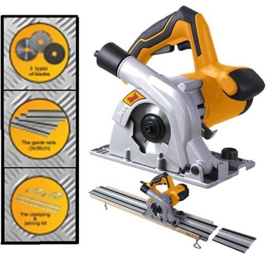 TONI / Plunge Multi-Purpose Saw, Wood Steel Stone, with Guide Rail 3x300m and Clamping Kit / TPS-115